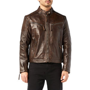Veste en cuir véritable gaufré pour homme, confortable, respirante et écologique, idéale pour toutes les saisons – Vêtement d'extérieur classique en cuir - Product Image 1