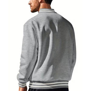 <b>Men</b> Baseball <b>Jacket</b> Red & <b>White</b> Trim Varsity Coat with Button Front Closure No Lining Lightweight Outerwear for Fall/Winter - Product Image 2