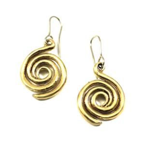 Pendientes colgantes en espiral de latón chapado en oro, estilo vintage, joyería de moda unisex - Product Image 1