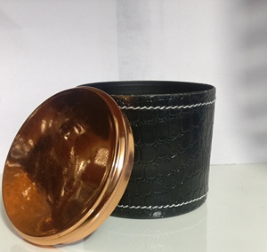 กระปุกเทียนหนังทรงกระบอกพร้อมฝาสีโรสโกลด์ ที่ใส่เทียนหนังพร้อมฝาปิด - Product Image 4