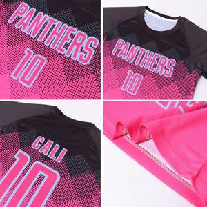 Maillot de football noir et rose à manches courtes, léger, respirant, uniforme de match, séchage rapide, tenue d'entraînement pour hommes - Product Image 4