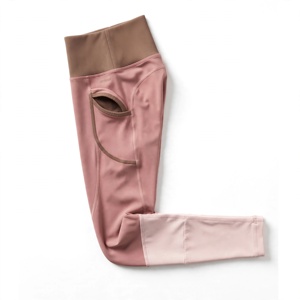 Amkoor High Waist Solid Knitted <b>Polyester</b> <b>Leggings</b> Pockets Stretch Breathable Quick Dry Eco-Friendly Full Length Sporty Women's - Product Image 3