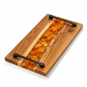 Juego de 2 bandejas de madera para uso en cocina o escritorio, ligeras, duraderas, con acabado lacado, ideales para organizar y servir alimentos. - Product Image 3