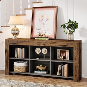 Mesa Consola Rústica de Madera Maciza con Estantes de Almacenamiento para la Entrada o Sala de Estar - Product Image 2
