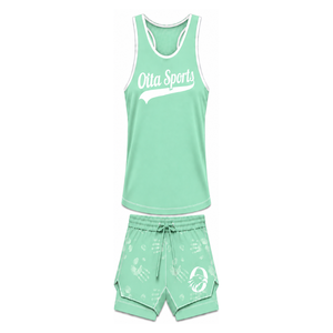 Conjunto de Natación Verde Menta y Blanco, Top Deportivo sin Mangas con Espalda Cruzada y Pantalones Cortos a Juego, Traje de Baño Ligero de Secado Rápido para Entrenamiento y Alto Rendimiento - Product Image 1