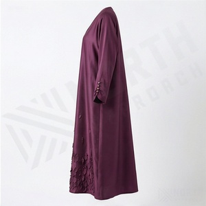 2025 OEM Kimono Abaya pour femmes musulmanes, en tissu polyester épais, doux et très extensible, col en V, manches longues, pour fêtes, Ramadan, mariages - Product Image 3
