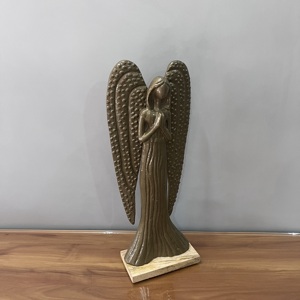Figura de Ángel Hecha a Mano, Escultura Religiosa Decorativa para Mesa de Salón, Diseño Moderno en Aluminio/Madera, Diwali - Product Image 6