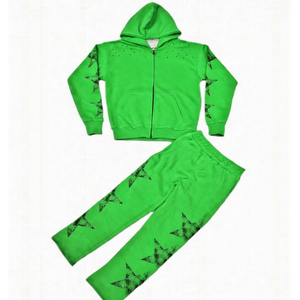 ชุดเซ็ตแทรคสูทผู้ใหญ่สไตล์สตรีทแวร์แบบเรียบง่าย เสื้อฮู้ดซิปพร้อมกางเกงจ็อกเกอร์ ผ้าฝ้ายฟลีซ ระบายอากาศ แห้งเร็ว ดีไซน์ 2 in 1 รับผลิตแบบ OEM จำนวนมาก - Product Image 1