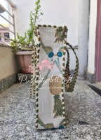 Tas Tote Gaya Bohemian Berbahan Katun Jahitan Tangan Pola Solid Berkualitas Tinggi dengan Penutup Tali Serut Tas Bahu Premium untuk Perjalanan