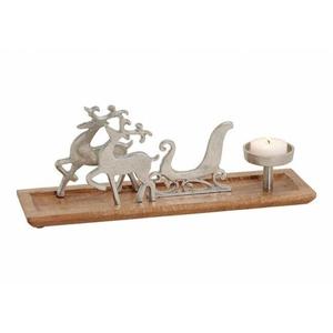 Portavelas de Madera con Forma de Trineo de Reno Navideño, Decoración Rústica para Mesa, Adorno Navideño para el Hogar, Suministros para el Festival de Navidad - Product Image 1