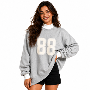 Sweat-shirt streetwear à col montant pour femme, 100 % coton, coupe décontractée, logo personnalisé, pull 380g, fabricant OEM ODM, vente en gros - Product Image 1