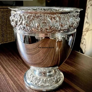 Vase décoratif en aluminium de style vintage, unique, fantaisie, plaqué or, pour la maison et le jardin - Product Image 5