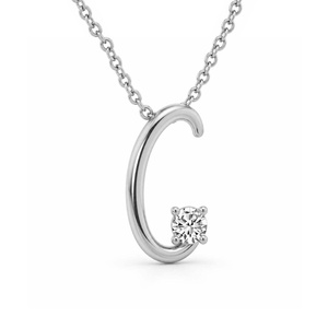 <b>Initial</b> <b>C</b> Letter Pendant <b>Necklace</b> With Round Cut Lab Grown Diamond 10k/14k Gold Unique-Style Luxury Alphabeted Pendant For Women - Product Image 3