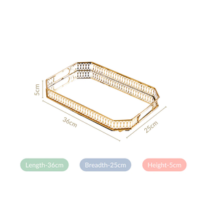 Bandeja Decorativa de Metal con Espejo y Acabado Dorado de Estilo Lujoso para Servir, Organizar el Baño y Regalar - Product Image 6