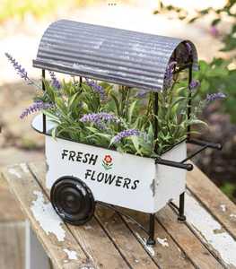 Panier de jardinage rustique en métal galvanisé avec bord festonné, poignée en corde et étiquette cœur, style ferme - Product Image 6