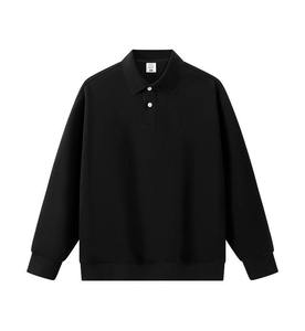 Men's Oversized Knitted Pullover Sweatshirt Solid Color Button Up Collar Long Sleeve Casual Autumn Wear with distress embroidery - Product Image 3