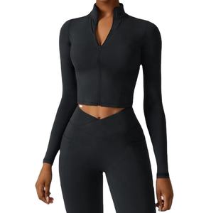 Conjunto Deportivo Ligero Sin Costuras para Yoga, Top de Manga Larga con Cierre, Leggings con Cintura en V y Efecto Levanta Glúteos, para Mujer, Gimnasio, Fitness 2026 - Product Image 1