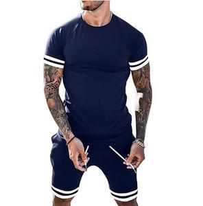 T-Shirt Short <b>Set</b> Trim Cotton Summer Sports Men Casual Wear Two-Piece Crew Neck Breathable Gym Outdoor Use Streetwear <b>Twin</b> <b>Sets</b> - Product Image 6