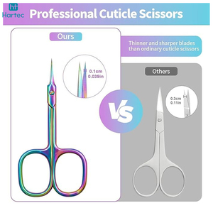 Ciseaux à cuticules et à ongles de haute qualité, durables, de forme incurvée, finition arc-en-ciel, tendance, OEM ODM, prix de gros. - Product Image 3