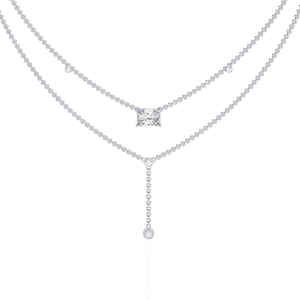 Classic Minimalist Radiant Cut Lab Grown Diamond Chain <b>Necklace</b> 14K Solid Gold and Lab Grown Diamond With Neckwear Chain - Product Image 6