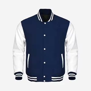 College Letterman Baseball <b>Jacket</b> Varsity Style <b>White</b> Leather Sleeves Purple Wool Body Size X-Large Stand Collar Winter Pattern - Product Image 6