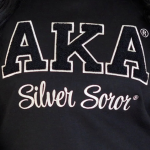 Black <b>Silver</b> Soror Chenille Sweatshirt for Women Long Sleeve Crew Neck Fleece Casual Pullover Embroidered Fashion Apparel <b>Top</b> - Product Image 4