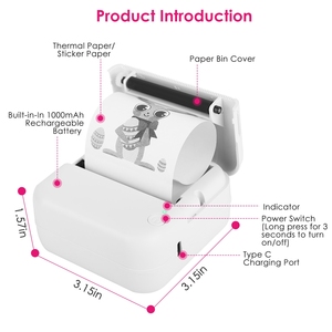Portatile Mini stampante termica tasca senza fili ricaricabile stampante fotografica senza inchiostro per etichette note di studio - Product Image 4