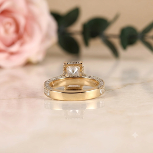 Anillo de Compromiso de Plata de Ley 925 con Moissanita Corte Radiante VVS, Anillo de Boda Floral Vintage Chapado en Oro de 18K para Mujer, Aniversario - Product Image 3