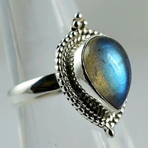 <b>Labradorite</b> <b>Ring</b> 925 Sterling Silver Handmade Boho Statement Promise Jewelry for Women Natural Pear Shape Gemstone Jewelry - Product Image 5