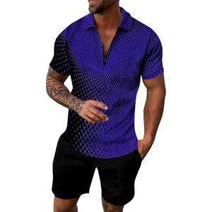 Conjunto de camiseta y pantalones cortos de algodón transpirable para hombre, estilo casual, sublimación, nueva llegada, diferentes colores, conjunto de camiseta y pantalones cortos para hombre. - Product Image 5