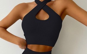 บราออกกำลังกายสำหรับผู้หญิงแบบใหม่ ขายส่ง คุณภาพสูง ดีไซน์ซิปด้านหน้า คอรูปตัวยู สายไขว้ด้านหลัง เหมาะสำหรับโยคะ วิ่ง และออกกำลังกาย - Product Image 3
