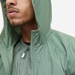 Vêtements pour hommes, ensembles pour hommes, vêtements d'extérieur, matière nylon de haute qualité, sweat à capuche zippé et short, ensemble deux pièces coupe-vent imperméable - Product Image 6