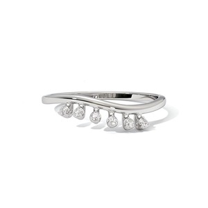 Bague minimaliste en argent sterling 925 avec diamant naturel pour femme, bague délicate en argent sterling avec diamant tombant - Product Image 3
