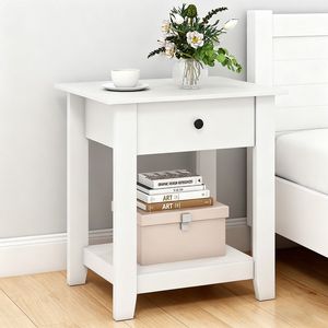 Modern 3-Tier Bedside Nightstand with <b>Open</b> Shelf and <b>Storage</b> Drawer Contemporary Nightstand with Drawer - Product Image 1