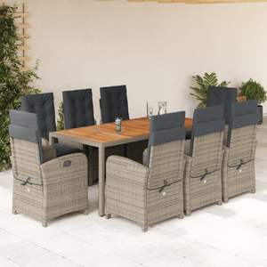 Grande Set da Pranzo da Giardino in Rattan PE Grigio Resistente ai Raggi UV, Elegante Esperienza di Pranzo all'Aperto - Product Image 1