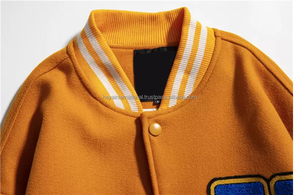 Chaqueta universitaria dorada de lana de algodón personalizada de alta calidad para hombre, bordado con cuello levantado, nuevo retazos de chenilla de alta calidad - Product Image 2