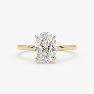 Joyería Personalizada para Regalo, Anillo de Compromiso con Diamante Cultivado en Laboratorio de 2 Quilates, 9x7 mm, Corte Ovalado, Oro Sólido de 14K, E VVS2, Anillo Solitario con Certificado IGI - Product Image 4