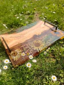 Premium Natural Wood & <b>Epoxy</b> Resin Decorative Tray with Modern Metal Handles for Living Room, Dining <b>Table</b> & Wedding Gifts - Product Image 5
