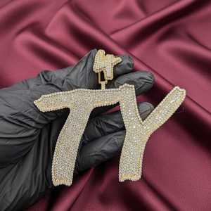 Colgante Personalizado con Letra TY de Moissanita, Estilo Hip Hop, para Fiestas, en Plata de Ley 925, Joyería Fina, Colgantes y Dijes - Product Image 1