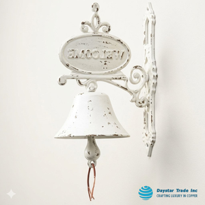 ป้ายต้อนรับตกแต่งผนังโลหะสีขาวแบบกำหนดเองจาก Daystar Trade Inc. ลายระฆังสไตล์ Shabby Chic พร้อมภาพวิวธรรมชาติสำหรับทางเข้าบ้าน - Product Image 1