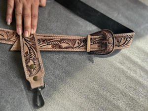 Nueva correa de bolsa de repuesto pintada a mano de cuero genuino Real con ajustadores correa de guitarra/cámara desmontable personalizada occidental - Product Image 3