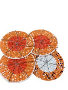 Posavasos de sandía con cuentas hechos a mano, decoración de mesa vibrante para bodas, fiestas y hogar de la India - Product Image 3