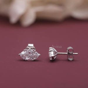 Pendientes de Diamante Cultivado en Laboratorio con Certificación IGI, Corte Marquesa, Solitario, en Plata de Ley 925, con 6 Puntas - Product Image 3