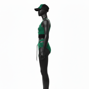 Conjunto de Bikini Premium para Mujer en Tejido de Poliéster y Spandex GSM con Tirantes Verdes y Logotipo Personalizado Bordado en 3D - Product Image 3