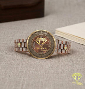 Reloj de Lujo al por Mayor con Esfera Azul y Brazalete Cubierto de Cristales Brillantes, Caja en Tono Dorado, Elegante Reloj de Pulsera de Moda para Mujeres y Hombres - Product Image 4