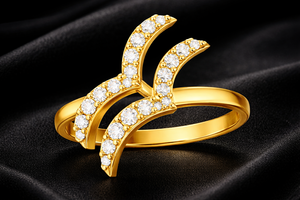 Anillo de Oro con Signo del Zodíaco Acuario, Joyería con Diamantes CZ, Regalo para Ella con la Piedra de Nacimiento de Enero/Febrero - Product Image 2