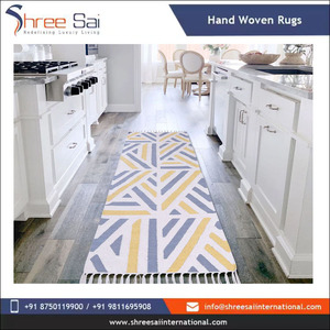 Alfombra a rayas moderna más vendida Alfombras de algodón bordadas hechas a mano del fabricante indio Hermoso diseño - Product Image 3