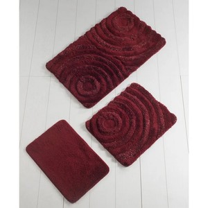 Juego de Alfombras de Baño Modernas de Algodón, 3 Piezas, Rectangulares, Abstractas, con Relieve, Antideslizantes, con Base de Goma, Gruesas, con Mechones, Rojas, para Uso Doméstico - Product Image 1