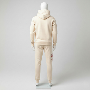 Ensemble de survêtement marron personnalisé avec strass, logo chenille, style vintage streetwear, comprenant un sweat à capuche zippé et un pantalon de survêtement à jambes larges - Product Image 6