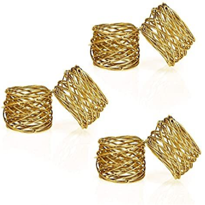 แหวนรองผ้าเช็ดปากแบบตาข่ายลวดทองคำ ดีไซน์ทรงกระบอกถักทออย่างมีเอกลักษณ์ มีจำหน่ายในราคาขายส่ง - Product Image 1